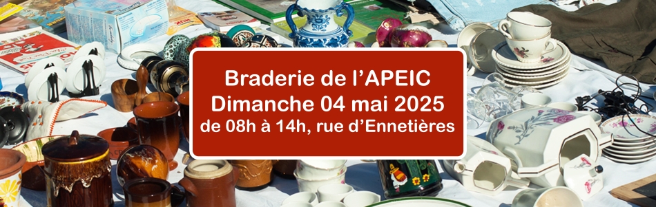 Braderie de l'APEIC, dimanche 04 mai 2025, de 08h à 14h, rue d'Ennetières