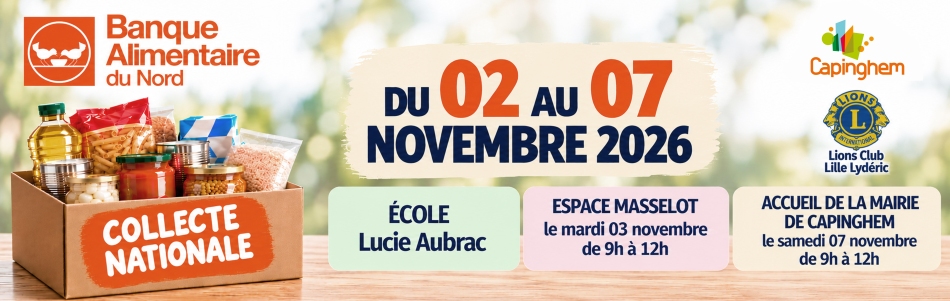 Collecte de la Banque Alimentaire du Nord, du 02 au 07 novembre 2026