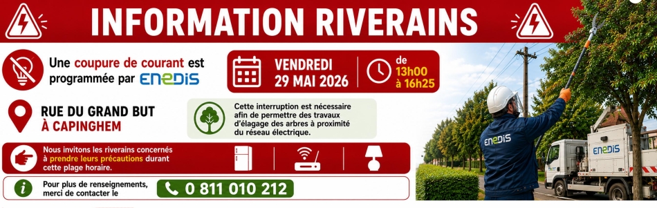 Enedis : coupure de courant rue du Grand But le 29 mai 2026, de 13h à 16h25