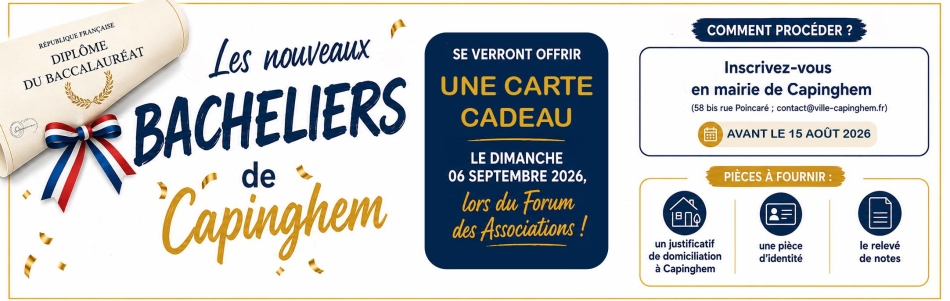 La Ville de Capinghem félicite ses nouveaux bacheliers en leur offrant une carte cadeau