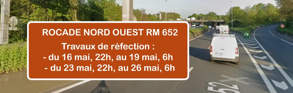 Rocade RNO RM 652 - Travaux de réfection du 16 au 19 mai, et du 23 au 26 mai 2025