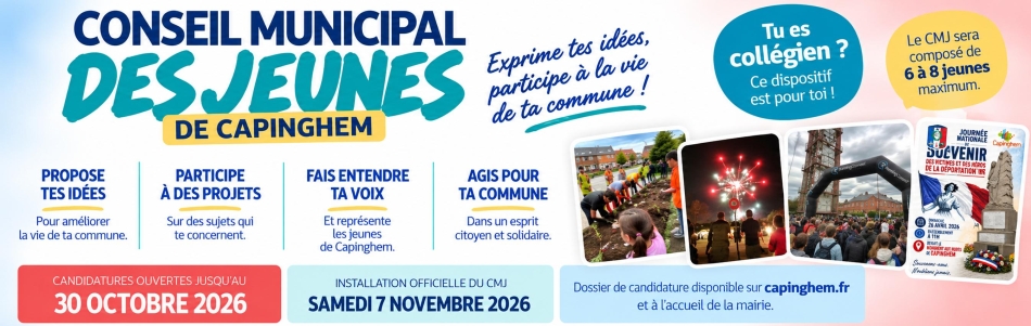 Conseil Municipal des Jeunes : exprime tes idées, participe à la vie de Capinghem !
