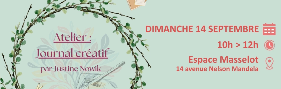 Atelier du Journal Créatif pour adultes, par Justine NOWIK, dimanche14 septembre