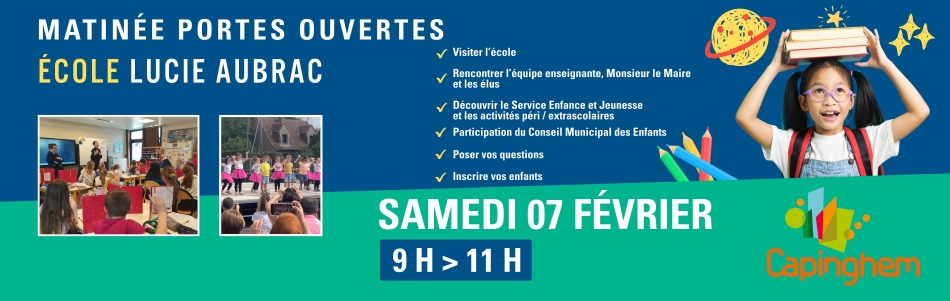 École Lucie Aubrac : Matinée Portes Ouvertes samedi 07 février 2026, de 9h à 11h