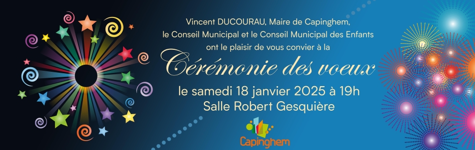 Cérémonie des vœux le samedi 18 janvier 2025 à 19h, salle Robert Gesquière