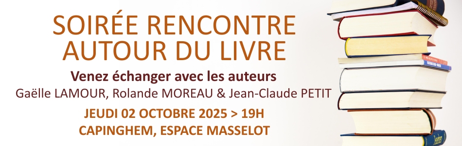 Soirée rencontre autour du livre le jeudi 02 octobre à 19h, Espace Masselot