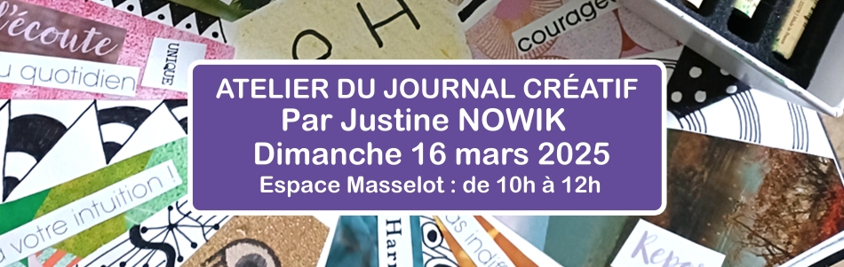 Atelier du Journal Créatif pour adultes, par Justine NOWIK, dimanche 16 mars