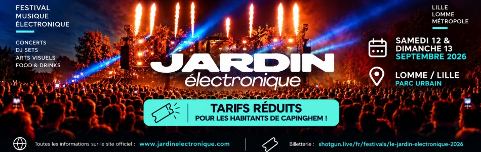 Le Jardin Électronique, les 12 et 13 septembre 2026 : tarifs réduits pour les Capinghemmois