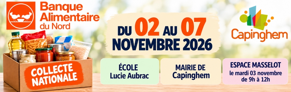 Collecte de la Banque Alimentaire du Nord, du 02 au 07 novembre 2026