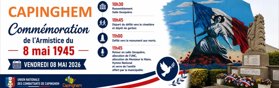 Armistice du 08 mai 1945 : cérémonie de commémoration le vendredi 08 mai 2026