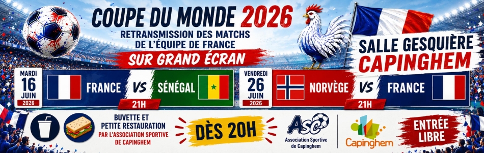 Coupe du Monde de Football 2026 - Retransmission des matchs des Bleus, salle Gesquière
