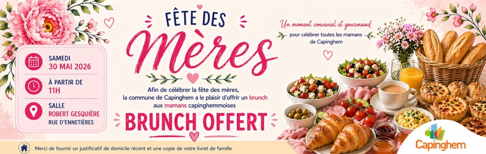 Brunch des mamans le samedi 30 mai 2026, à partir de 11h, salle Gesquière