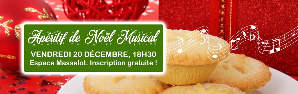 Apéritif de Noël musical, vendredi 20 décembre 2024 à 18h30, Espace Masselot