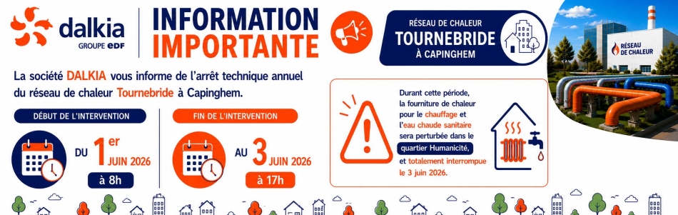 Quartier Humanicité : arrêt technique annuel du réseau de chaleur Tournebride