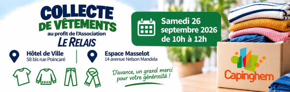 Collecte de vêtements le samedi 26 septembre, de 10h à 12h