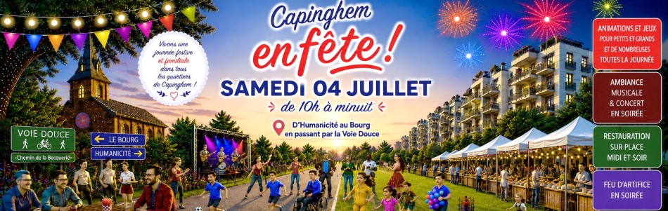 Capinghem en fête ! Samedi 04 juillet 2026, de 10h à minuit