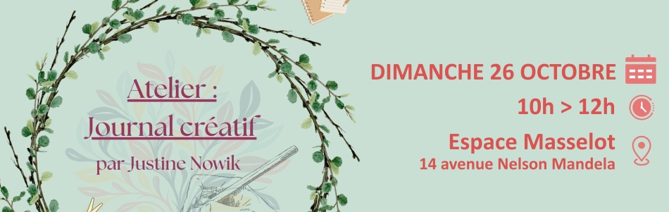 Atelier du Journal Créatif pour adultes, par Justine NOWIK, dimanche 26 octobre